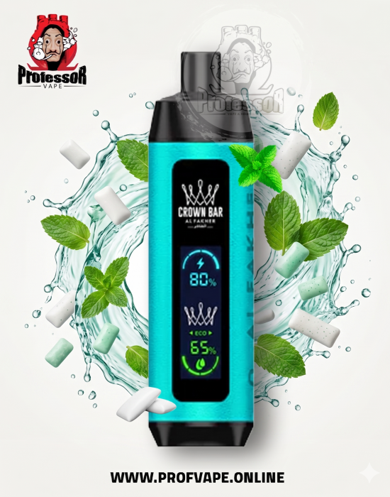 سحبة الفاخر كراون بار دوال مود 8000 نعناع علكة 6 نيكوتين مع شاشة عرض وسطية كبيرة