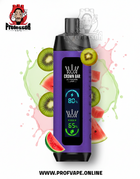 سحبة الفاخر دوال مود بطيخ كيوي 8000 سحبة الفاخر كراون بار دوال مود 8000 بطيخ كيوي 6 نيكوتين مع شاشة عرض وسطية كبيرة