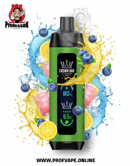 Al Fakher Crown Bar Dual Mode Blueberry Lemonade 8000 Puffs Al Fakher Crown Bar Dual Mode 8000 Blueberry Lemonade 6mg with Large Center Display Screen