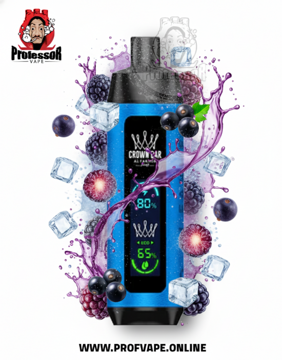 سحبة الفاخر دوال مود كشمش أسود آيس 8000 سحبة الفاخر كراون بار دوال مود 8000 كشمش أسود آيس 6 نيكوتين مع شاشة عرض وسطية كبيرة