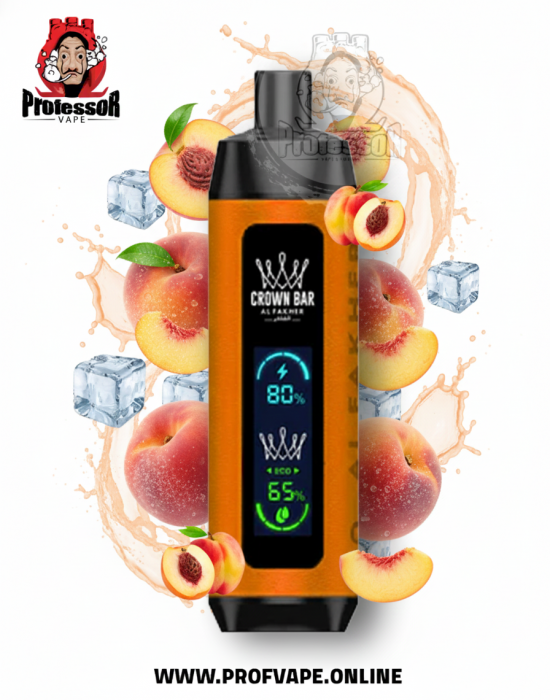 سحبة الفاخر دوال مود خوخ آيس 8000 سحبة الفاخر كراون بار دوال مود 8000 خوخ آيس 6 نيكوتين مع شاشة عرض وسطية كبيرة