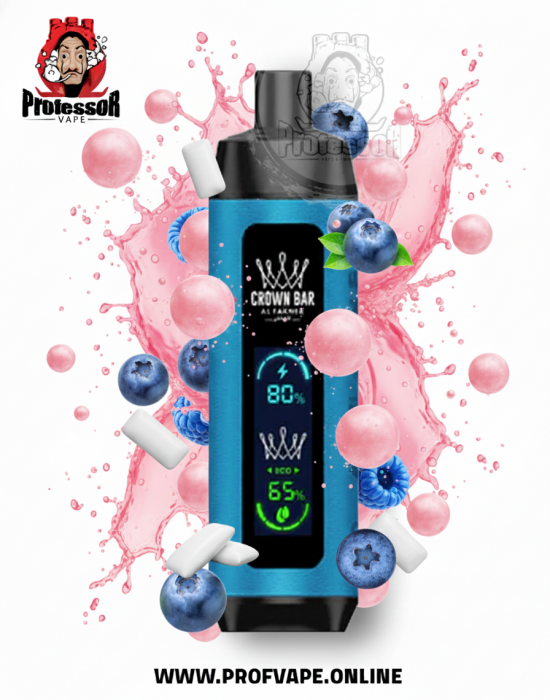 سحبة الفاخر دوال مود توت أزرق علكة 8000 سحبة الفاخر كراون بار دوال مود 8000 توت أزرق علكة 6 نيكوتين مع شاشة عرض وسطية كبيرة