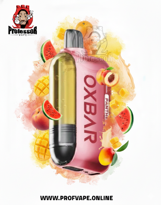 OXBAR 50000 Puffs Mango Peach Watermelon 50mg OXBAR X Dr. Vapes 50000 Mango Peach Watermelon with Side Display and Liquid Flavor System