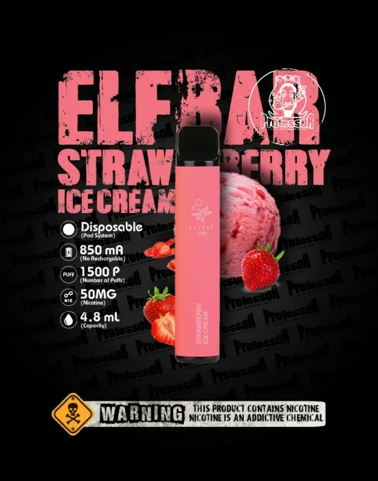 Elf Bar Strawberry Ice Cream Disposable 1500Puffs