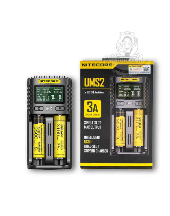 Nitecore UMS2 3A Battery Charger (2 Slot)