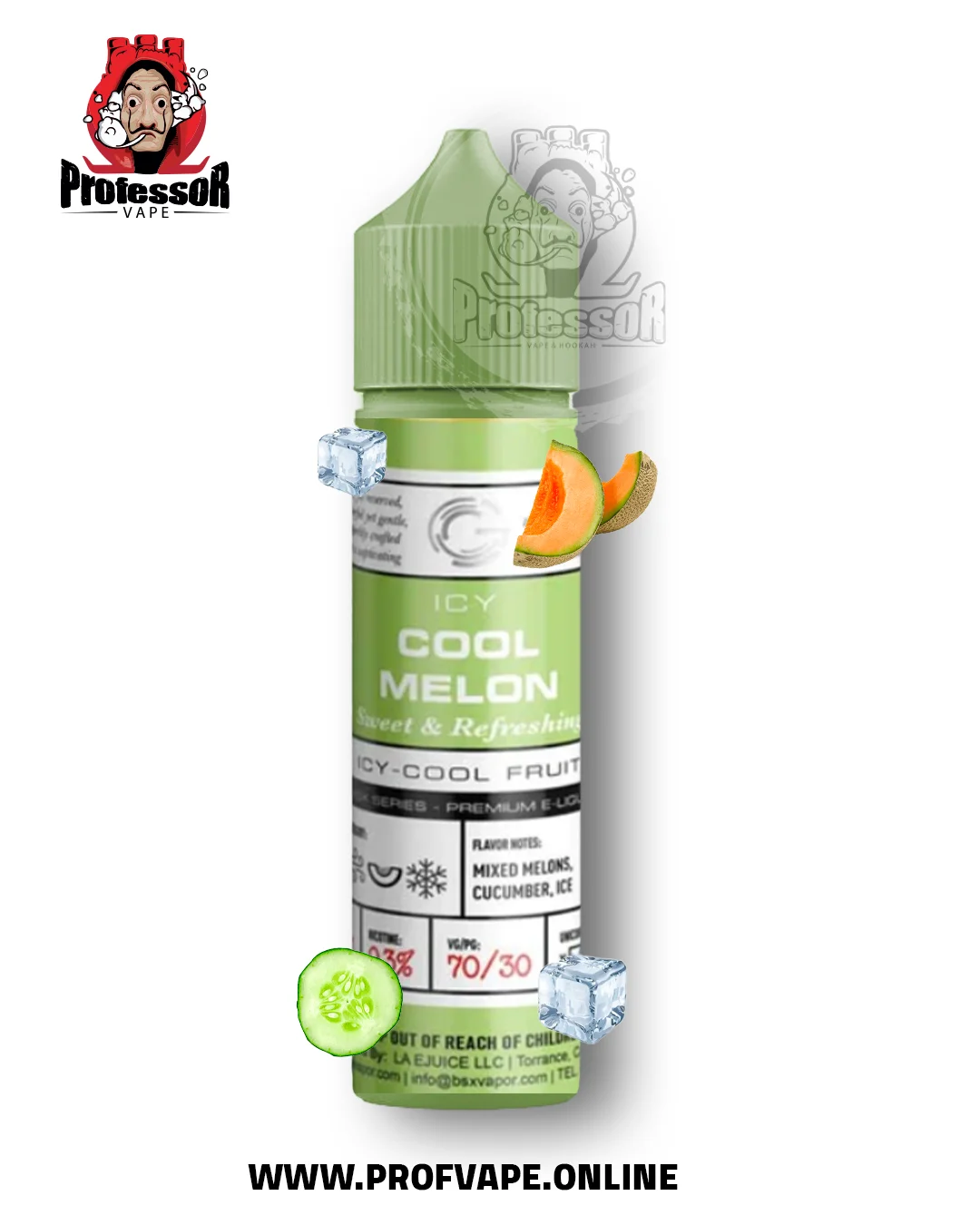 Glas Icy cool melon 60ml 3mg - freebase juice - vape juice - 3mg - 60ml -  in saudi arabia