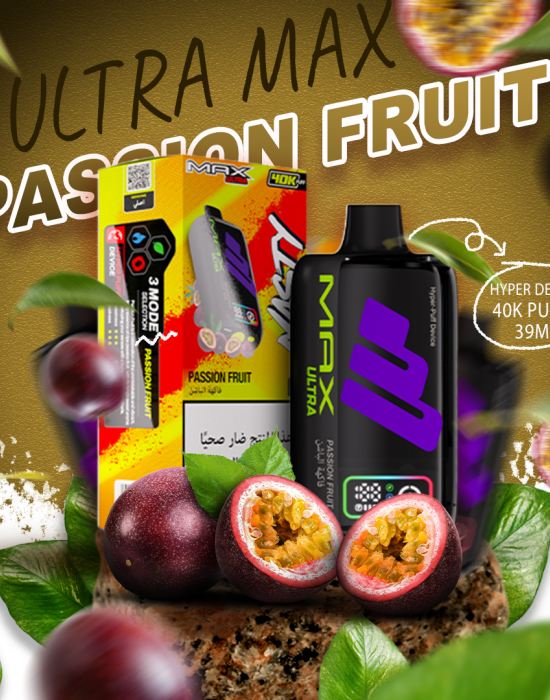 Nasty Max Ultra Passion Fruit 40000 Puffs Nasty Max Ultra 40000 Puffs Passion Fruit with Front Display Screen