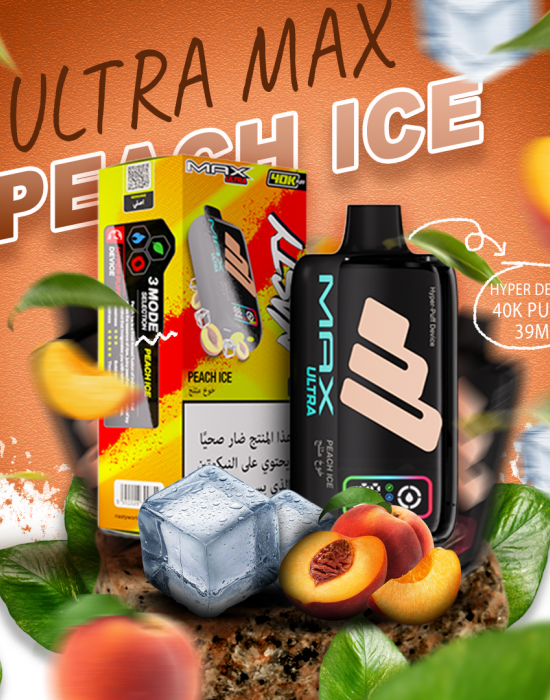 Nasty Max Ultra Peach Ice 40000 Puffs Nasty Max Ultra 40000 Puffs Peach Ice with Front Display Screen