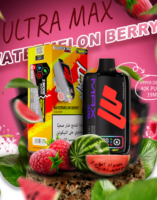 Nasty Max Ultra Watermelon Berry 40000 Puffs Nasty Max Ultra 40000 Puffs Watermelon Berry with Front Display Screen
